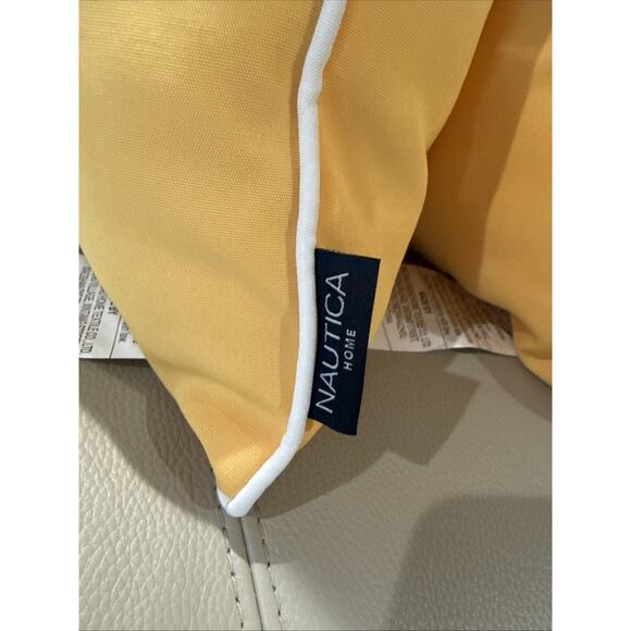 Set of 2 NAUTICA 20” Outdoor Pillows Sunshine Yellow Nautical Water Resistant - Picture 4 of 5